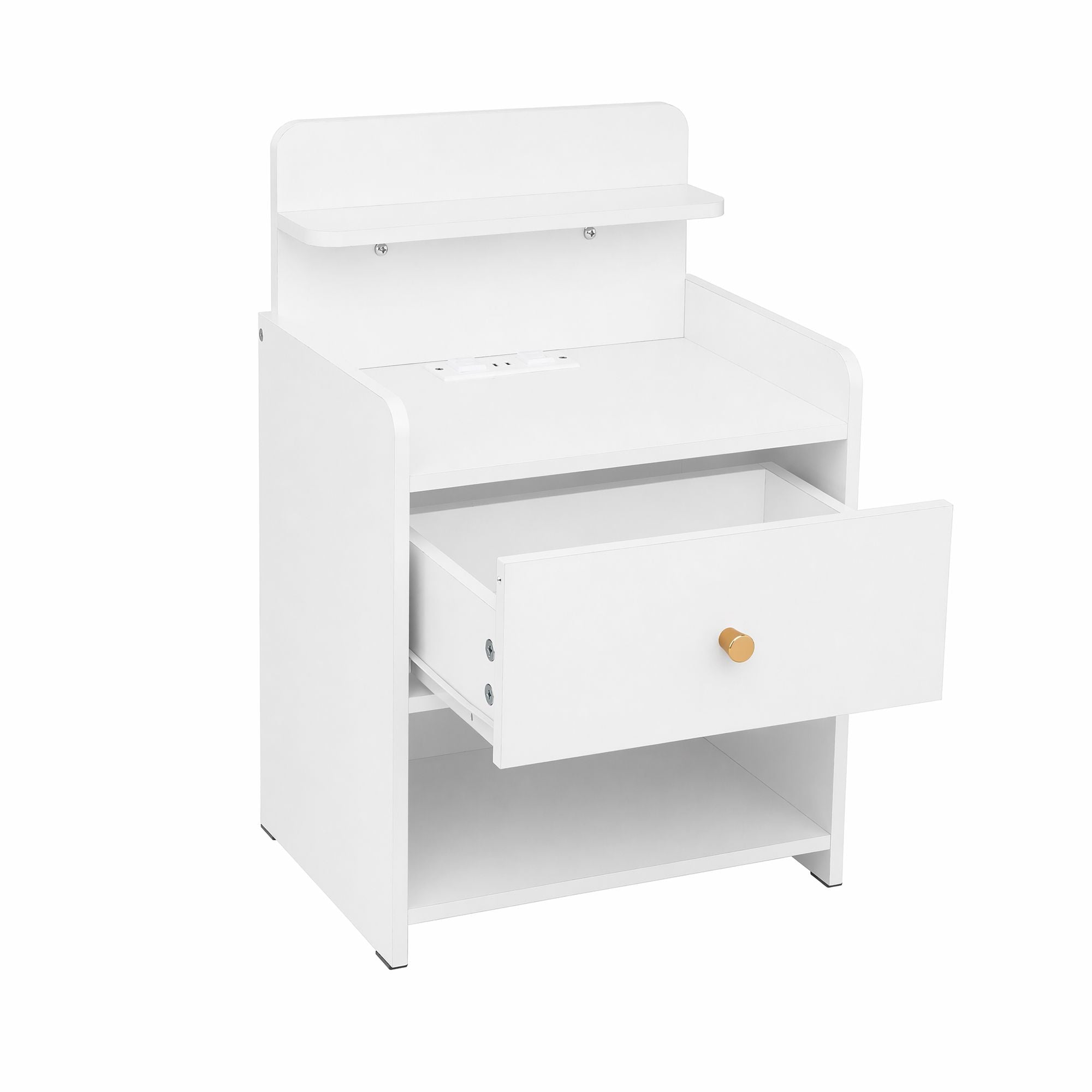 Artiss Bedside Table Drawer Charging Station White