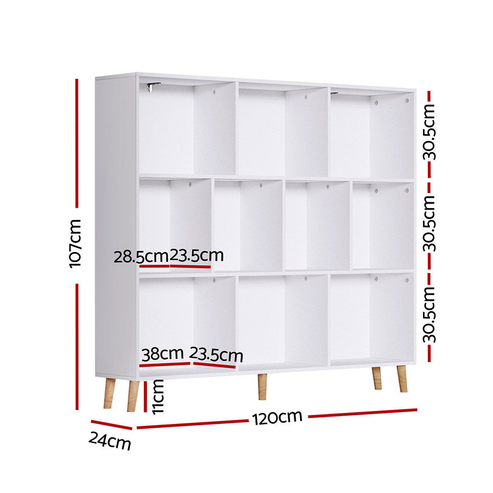 Bookcases & Shelves: Artiss Bookshelf 3 Tiers 10 Cubes - CORA White