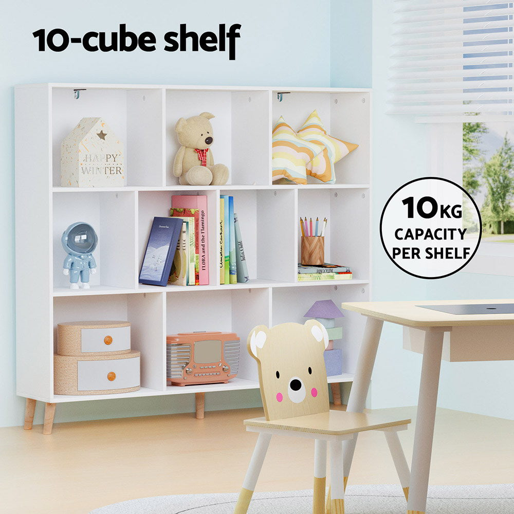 Bookcases & Shelves: Artiss Bookshelf 3 Tiers 10 Cubes - CORA White