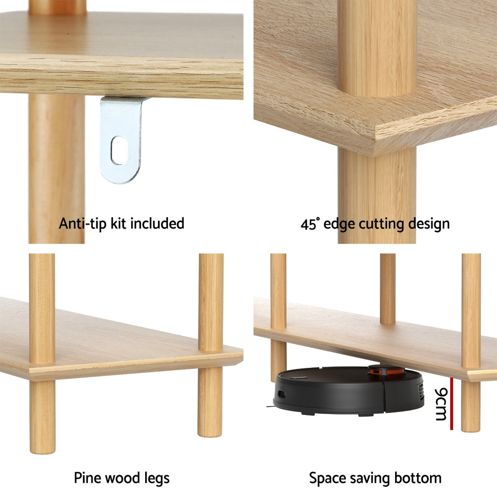 Bookcases & Shelves: Artiss Bookshelf 3 Tiers Bookcase Display Shelves Wooden Storage Stand Rack Pine