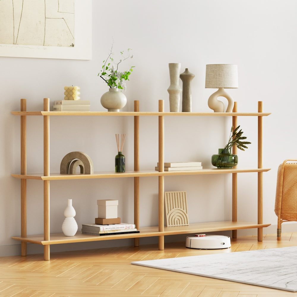 Bookcases & Shelves: Artiss Bookshelf 3 Tiers Bookcase Display Shelves Wooden Storage Stand Rack Pine