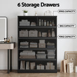 Dressers: Artiss 6 Chest of Drawers Tallboy PEPE Black