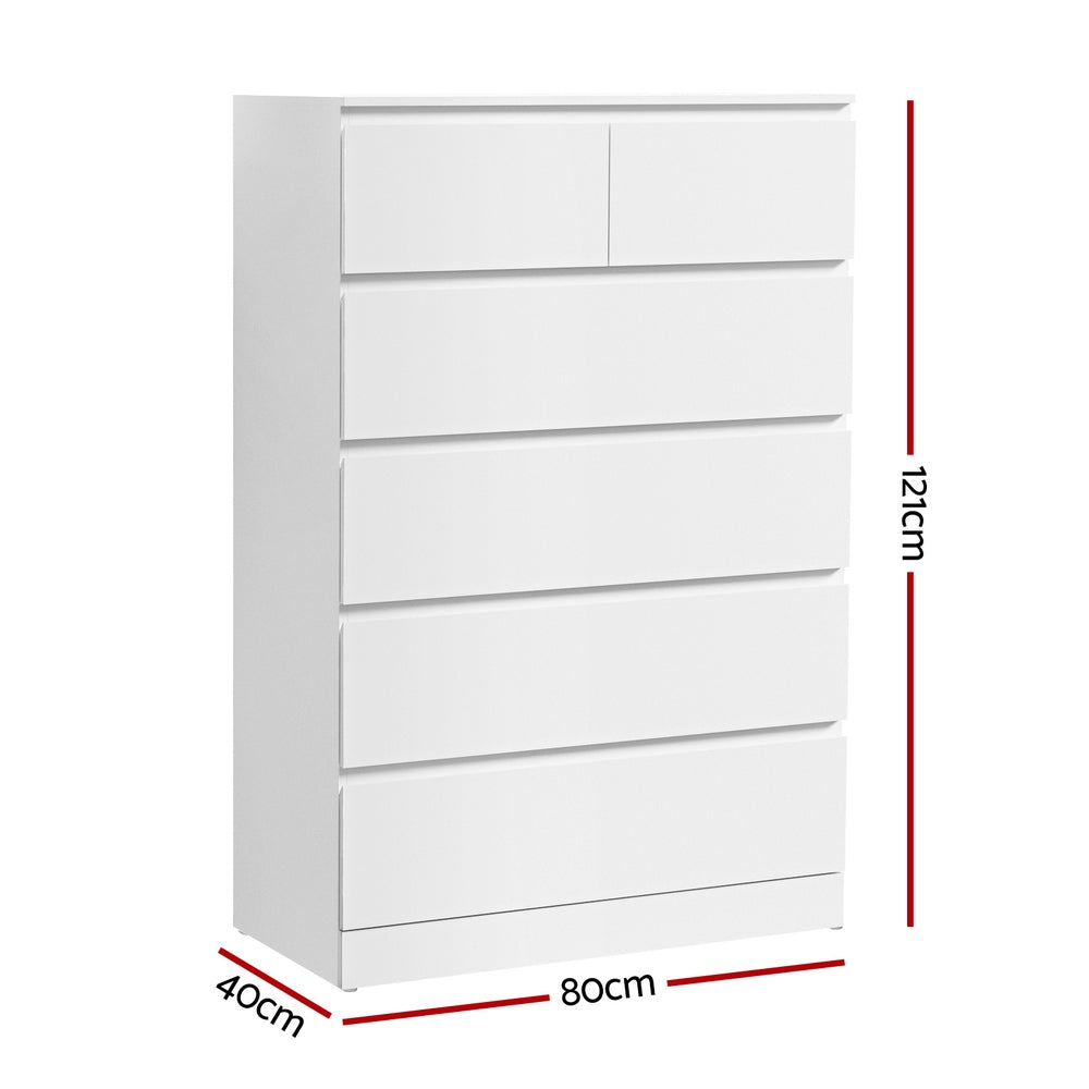 Dressers: Artiss 6 Chest of Drawers - PEPE White