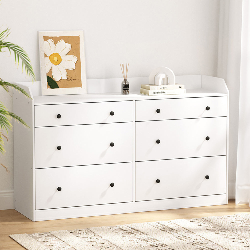 Dressers: Artiss 6 Chest of Drawers - PETE White