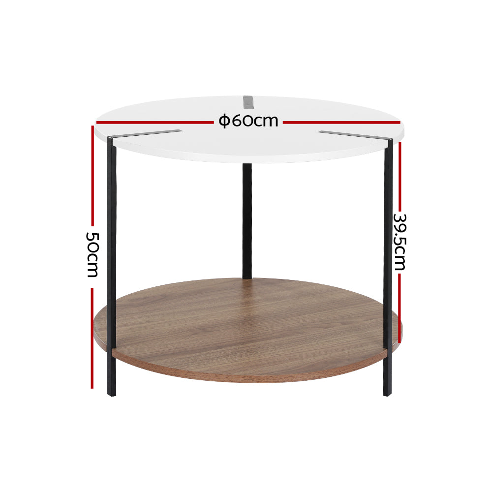 Coffee Tables: Artiss Coffee Table Side Table Round White Cedric