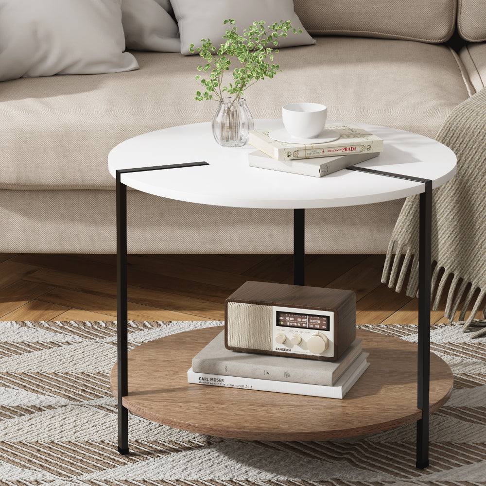 Coffee Tables: Artiss Coffee Table Side Table Round White Cedric
