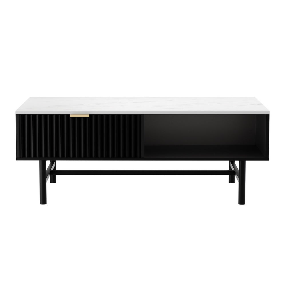 Coffee Tables: Artiss Coffee Table Drawer Storage Shelf Black