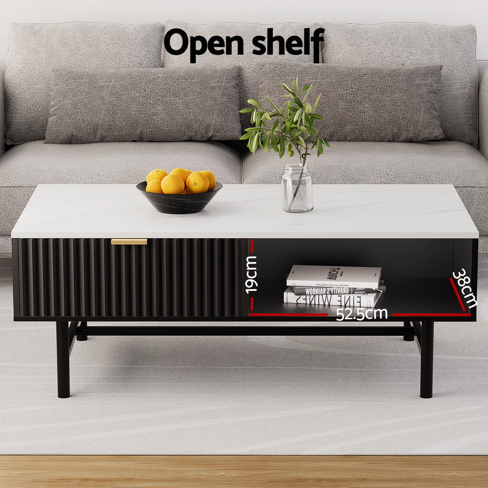 Coffee Tables: Artiss Coffee Table Drawer Storage Shelf Black