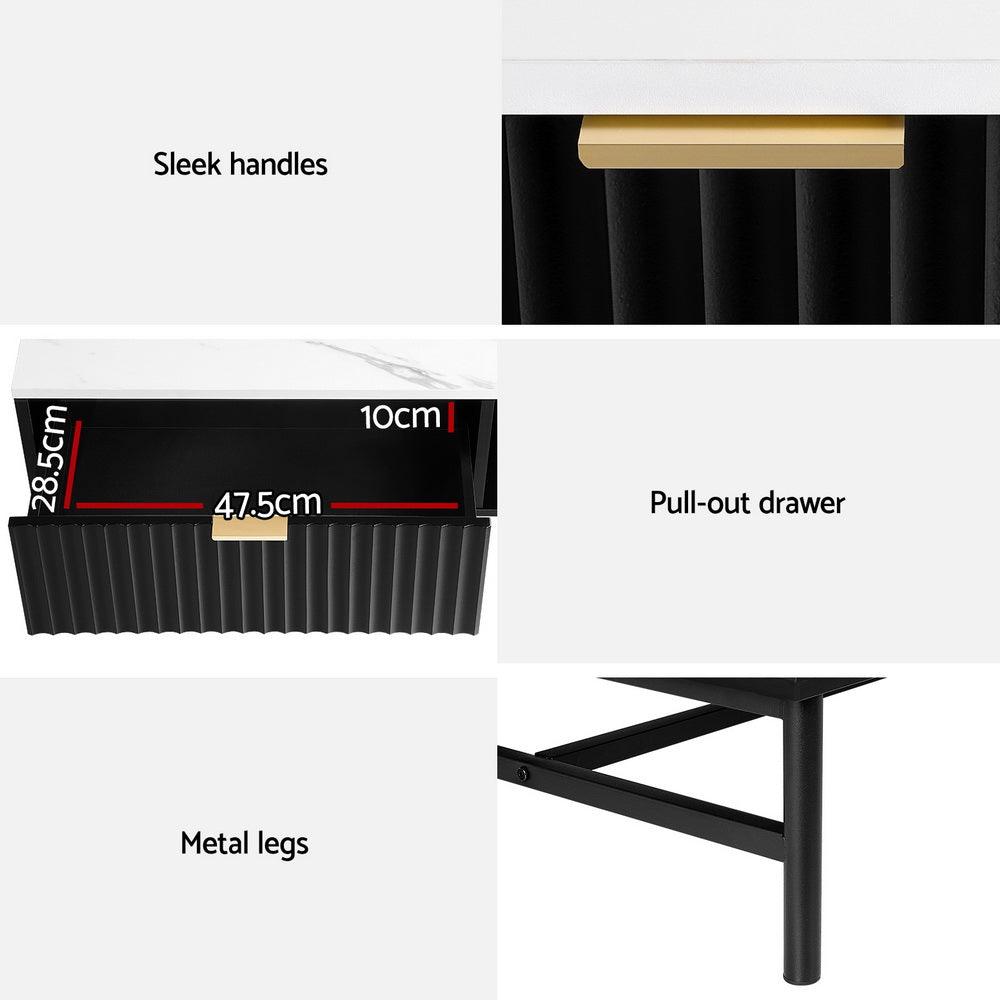 Coffee Tables: Artiss Coffee Table Drawer Storage Shelf Black