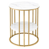 Coffee Tables: Artiss Coffee Table 2-Tier Round Marble Effect White&Gold
