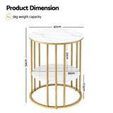 Coffee Tables: Artiss Coffee Table 2-Tier Round Marble Effect White&Gold