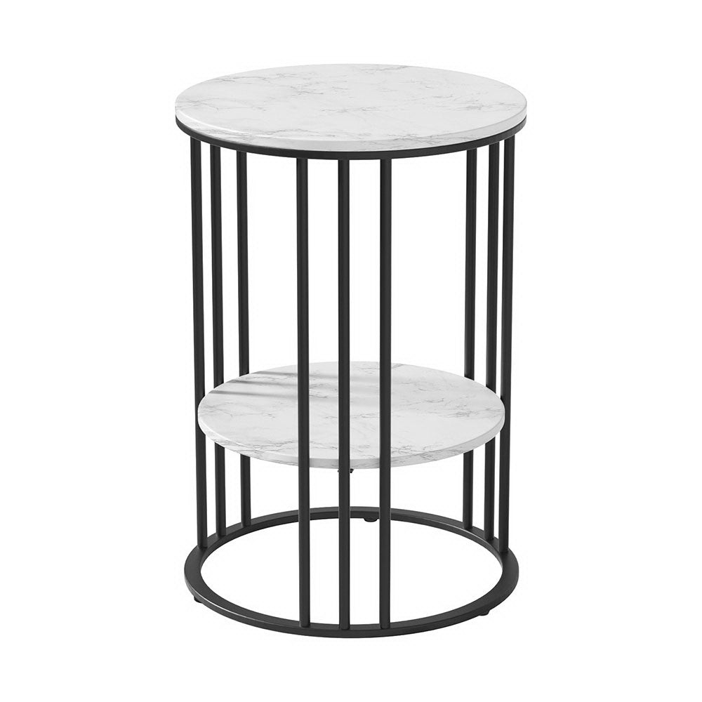 Coffee Tables: Artiss Coffee Table 2-Tier Round Marble Effect