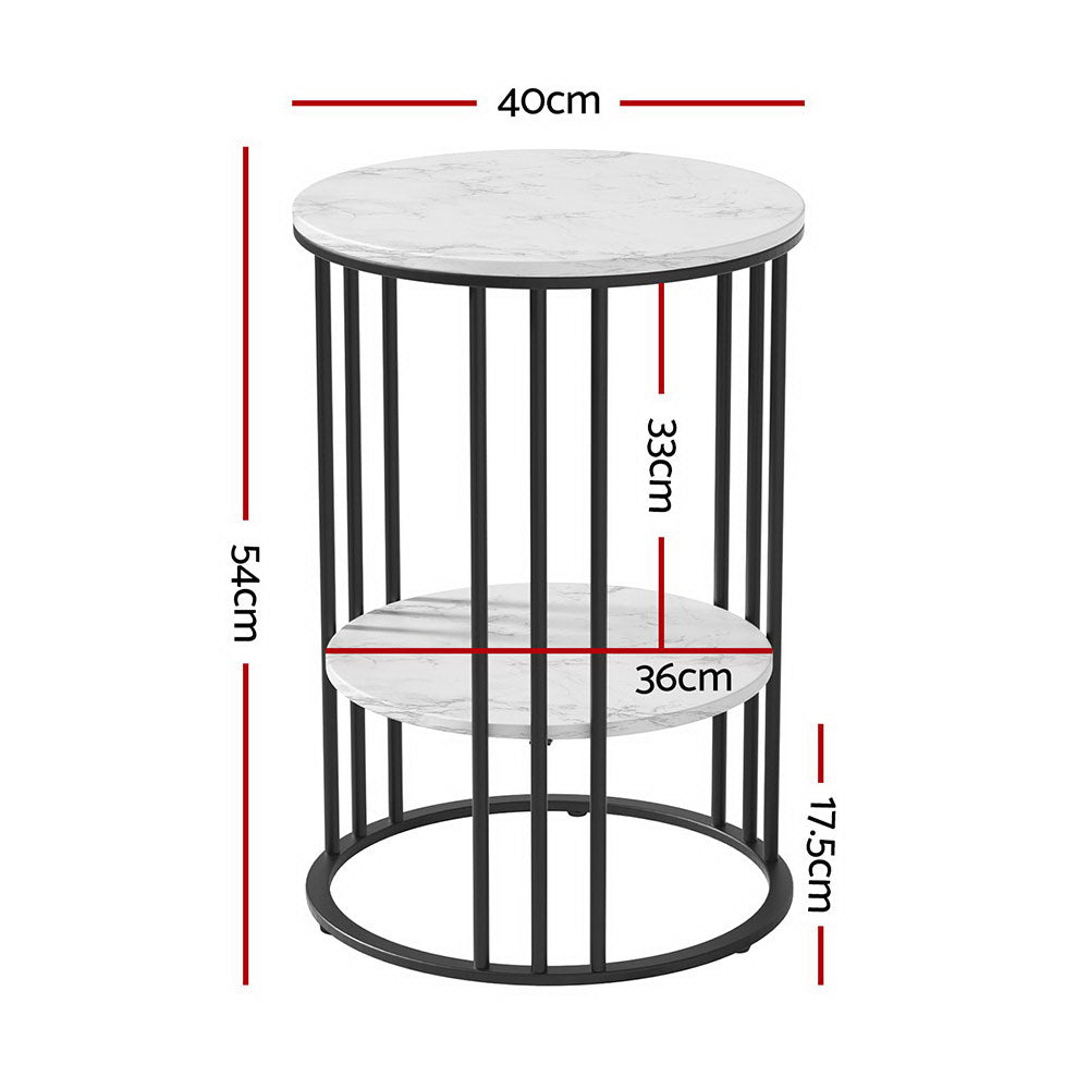 Coffee Tables: Artiss Coffee Table 2-Tier Round Marble Effect