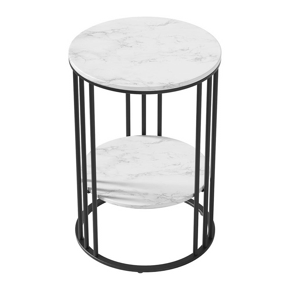 Coffee Tables: Artiss Coffee Table 2-Tier Round Marble Effect