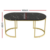 Coffee Tables: Artiss Coffee Table Marble Effect Black
