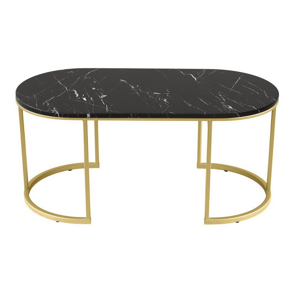 Coffee Tables: Artiss Coffee Table Marble Effect Black