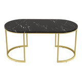Coffee Tables: Artiss Coffee Table Marble Effect Black