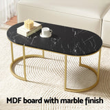 Coffee Tables: Artiss Coffee Table Marble Effect Black