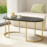 Coffee Tables: Artiss Coffee Table Marble Effect Black