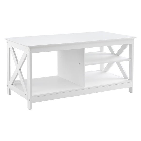 Artiss Coffee Table Storage Shelf White