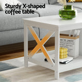 Artiss Coffee Table Storage Shelf White