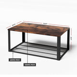 Coffee Tables: Artiss Coffee Table 2-Tier Rustic Brown 104CM