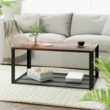 Coffee Tables: Artiss Coffee Table 2-Tier Rustic Brown 104CM
