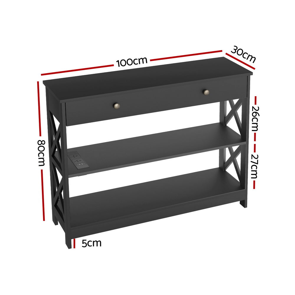 Side Tables: Artiss Console Table 3-tier USB Outlets