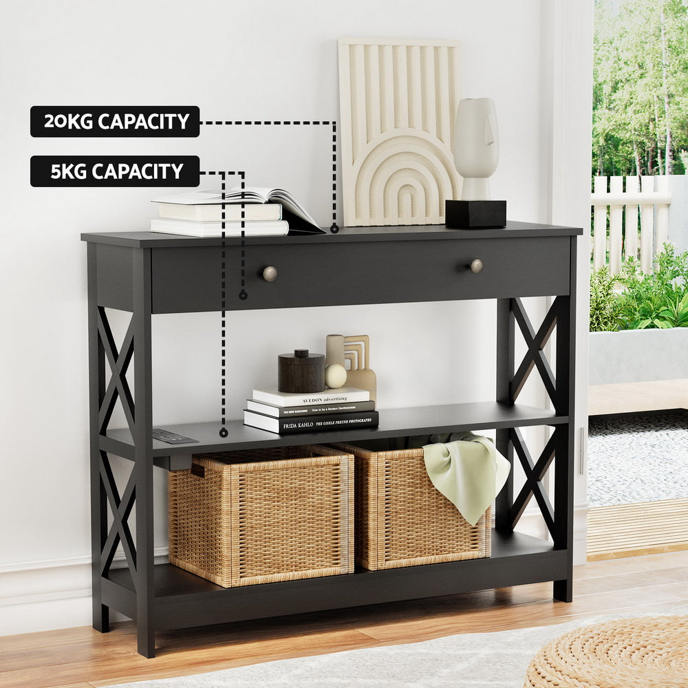 Side Tables: Artiss Console Table 3-tier USB Outlets