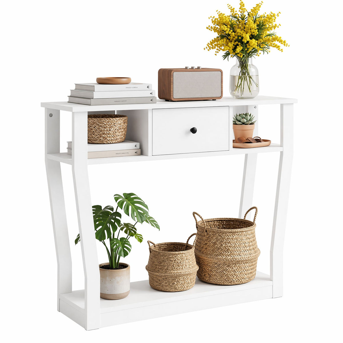Artiss Console Table Entryway Hallway Sofa Side Table Drawer, White