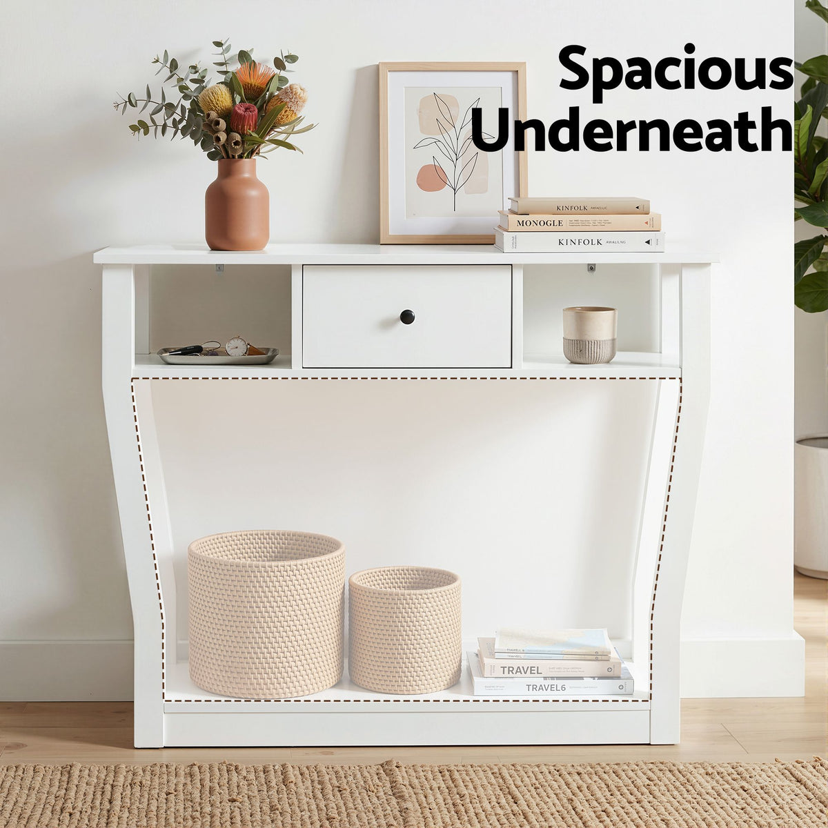 Artiss Console Table Entryway Hallway Sofa Side Table Drawer, White