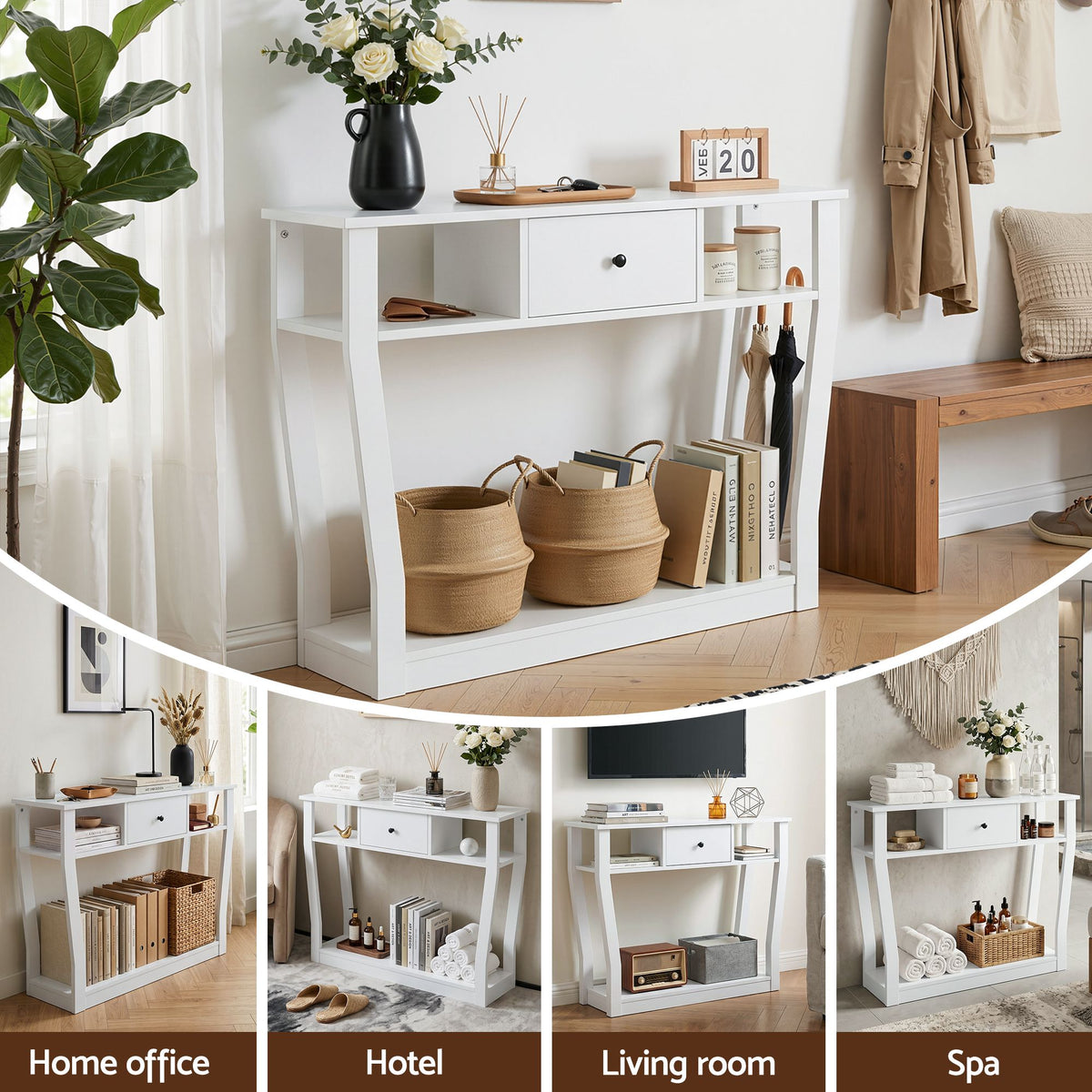 Artiss Console Table Entryway Hallway Sofa Side Table Drawer, White