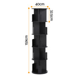 Bookcases & Shelves: Artiss 5 Tiers Bookshelf Swivel Bookcase Display Shelves Stand Round Black