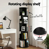 Bookcases & Shelves: Artiss 5 Tiers Bookshelf Swivel Bookcase Display Shelves Stand Round Black
