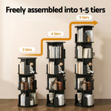 Bookcases & Shelves: Artiss 5 Tiers Bookshelf Swivel Bookcase Display Shelves Stand Round Black