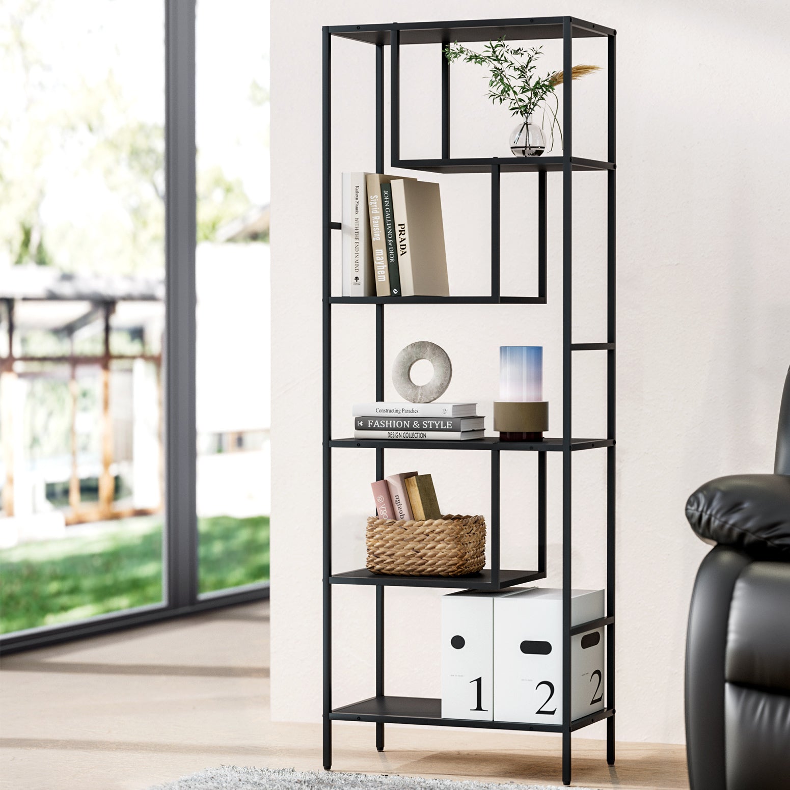Bookcases & Shelves: Artiss Bookshelf 5 Tiers RHYS Black