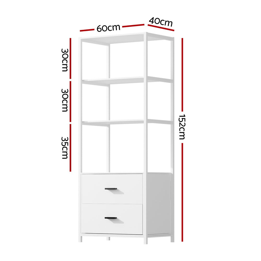 Bookcases & Shelves: Artiss Bookshelf Display Shelf 2 Drawers 152CM White