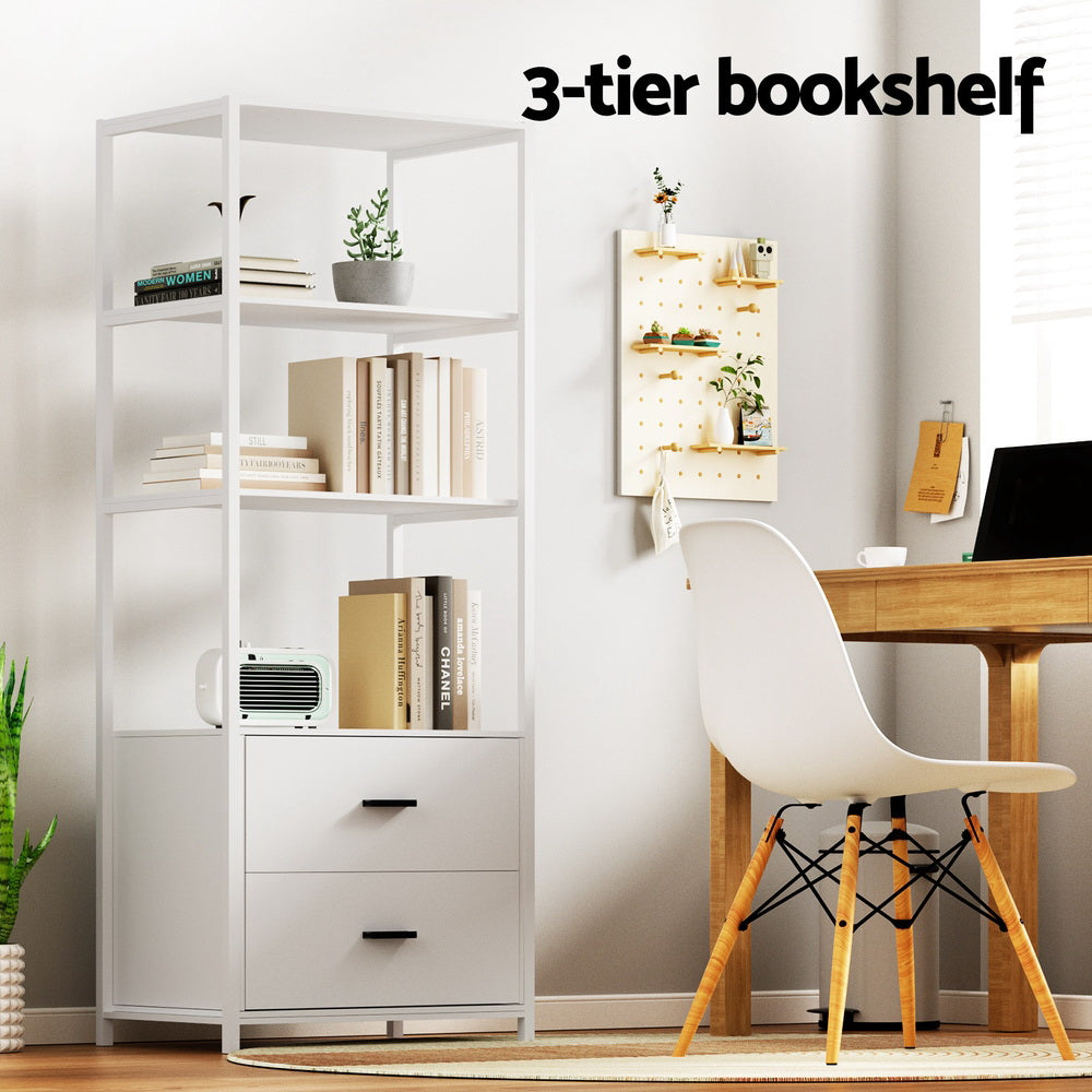 Bookcases & Shelves: Artiss Bookshelf Display Shelf 2 Drawers 152CM White