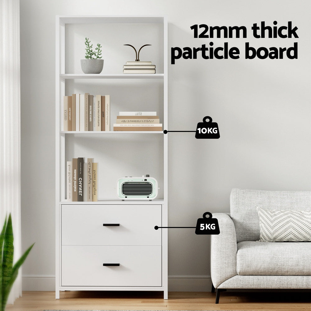Bookcases & Shelves: Artiss Bookshelf Display Shelf 2 Drawers 152CM White