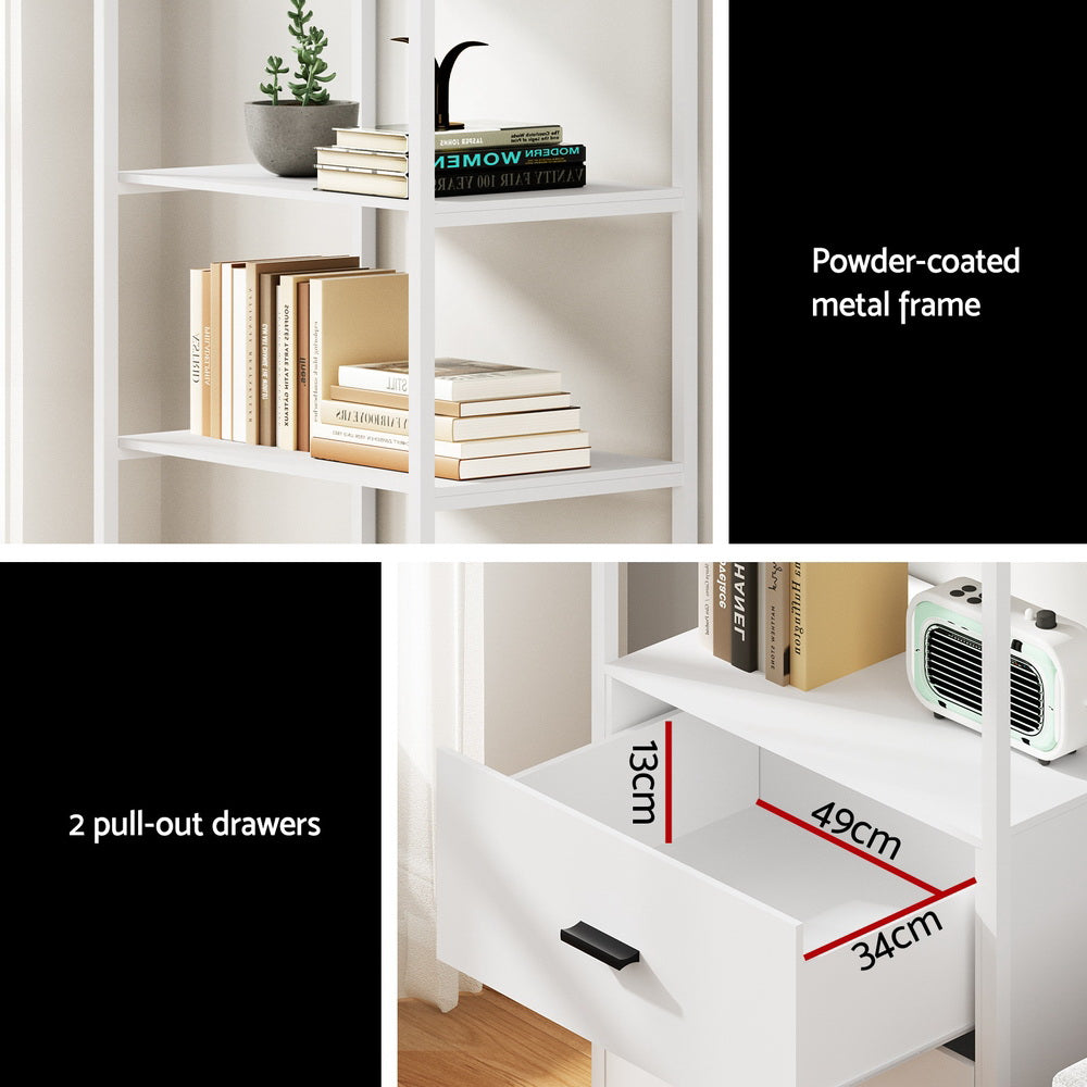 Bookcases & Shelves: Artiss Bookshelf Display Shelf 2 Drawers 152CM White