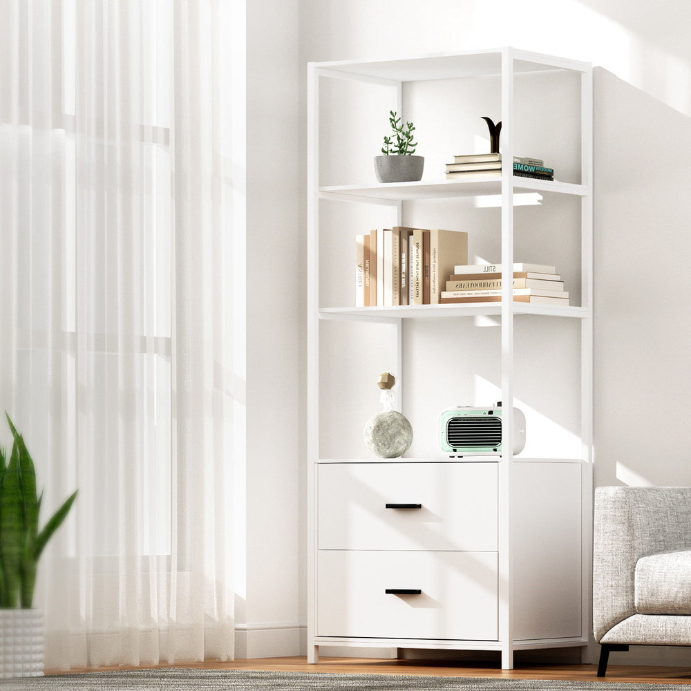 Bookcases & Shelves: Artiss Bookshelf Display Shelf 2 Drawers 152CM White