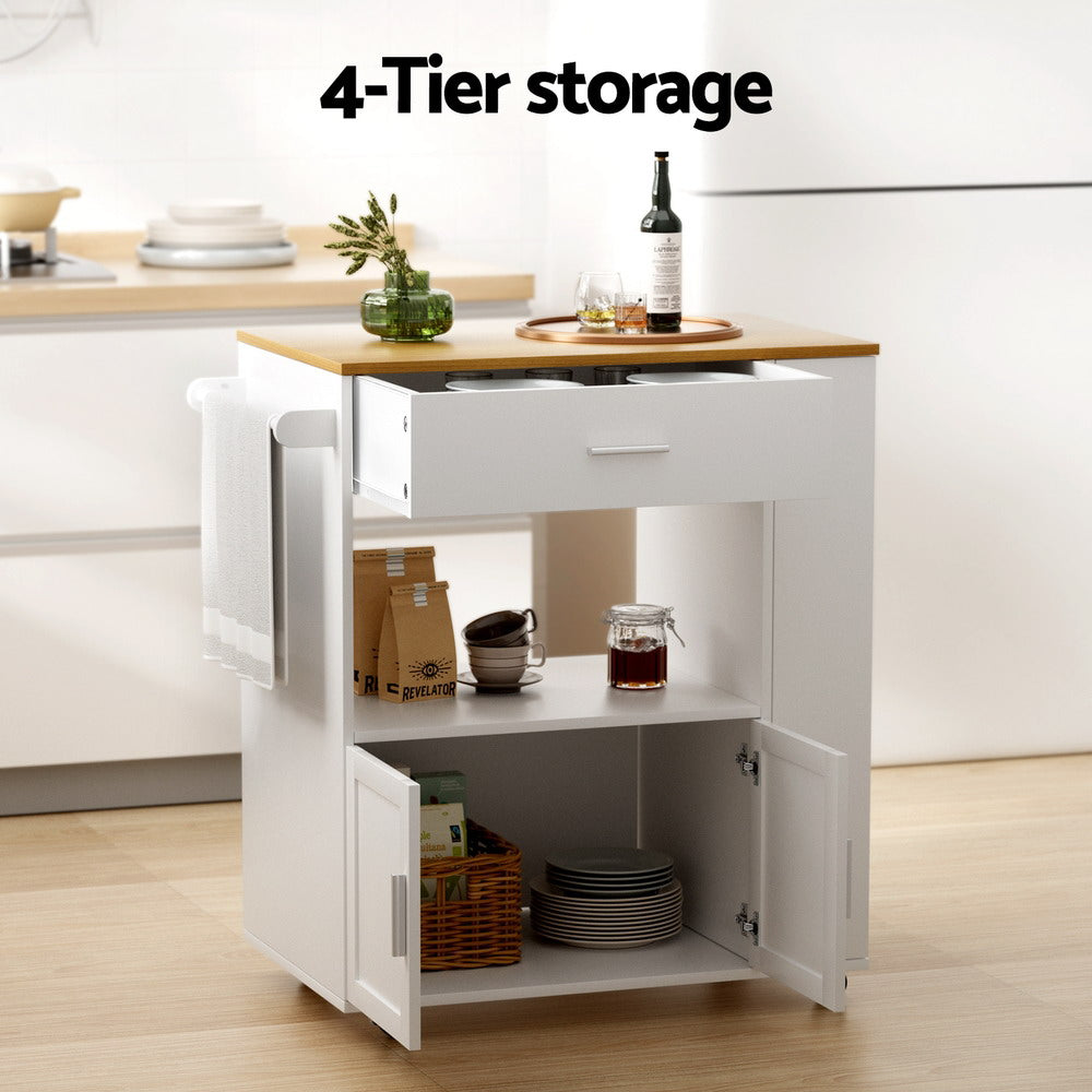 Kitchen & Dining Trolleys: Artiss Kitchen Island Trolley Rolling Serving Cart
