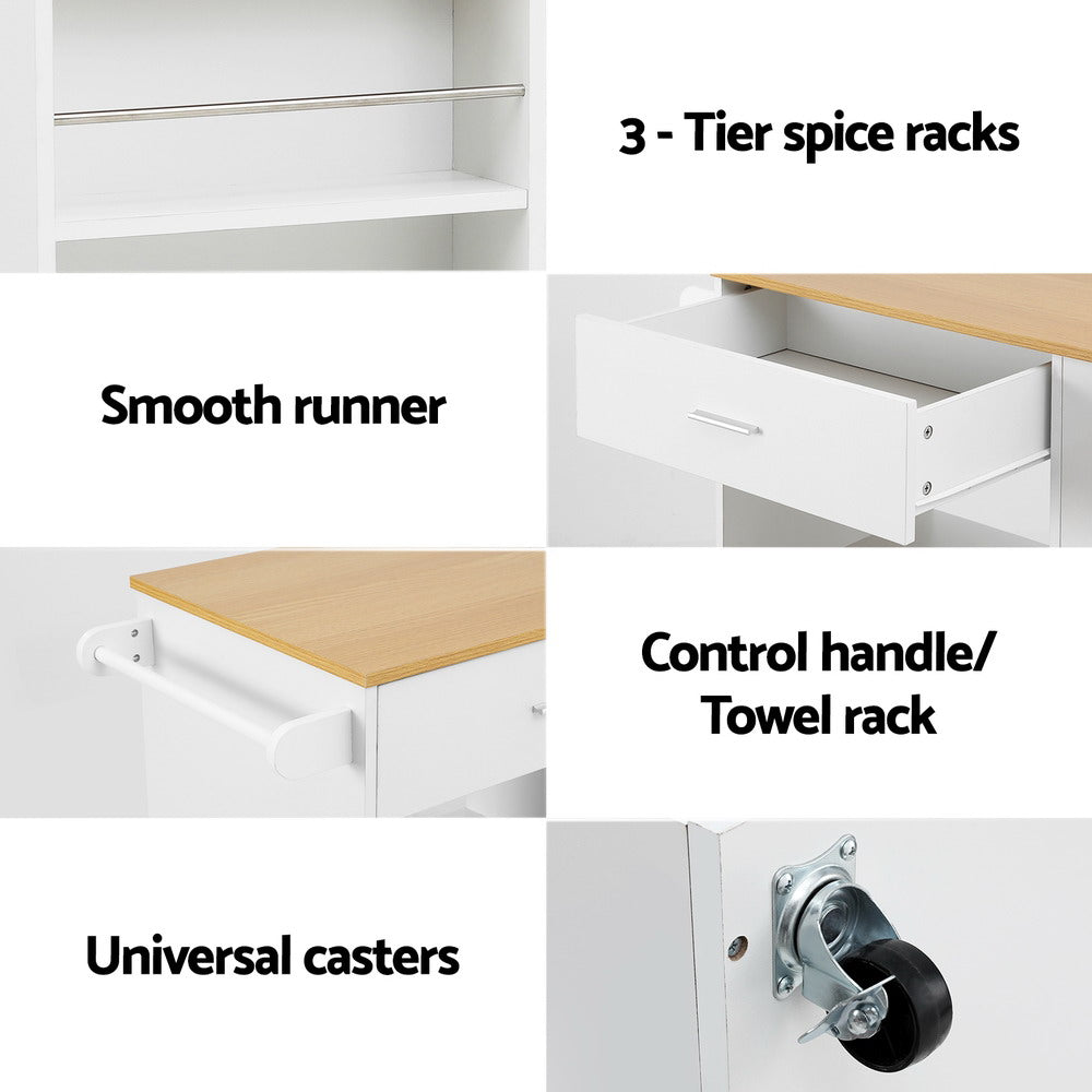 Kitchen & Dining Trolleys: Artiss Kitchen Island Trolley Rolling Serving Cart