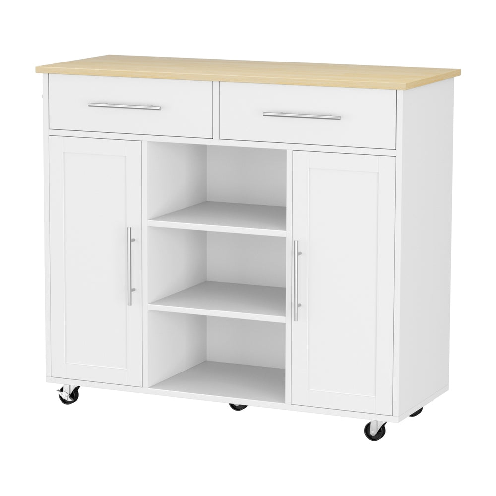 Work Benches: Artiss Kitchen Island Trolley Rolling Serving Cart Storage Drawer Cabinet 100cm White