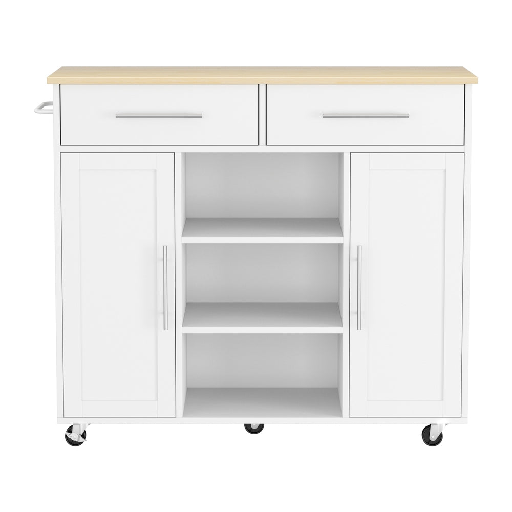Work Benches: Artiss Kitchen Island Trolley Rolling Serving Cart Storage Drawer Cabinet 100cm White