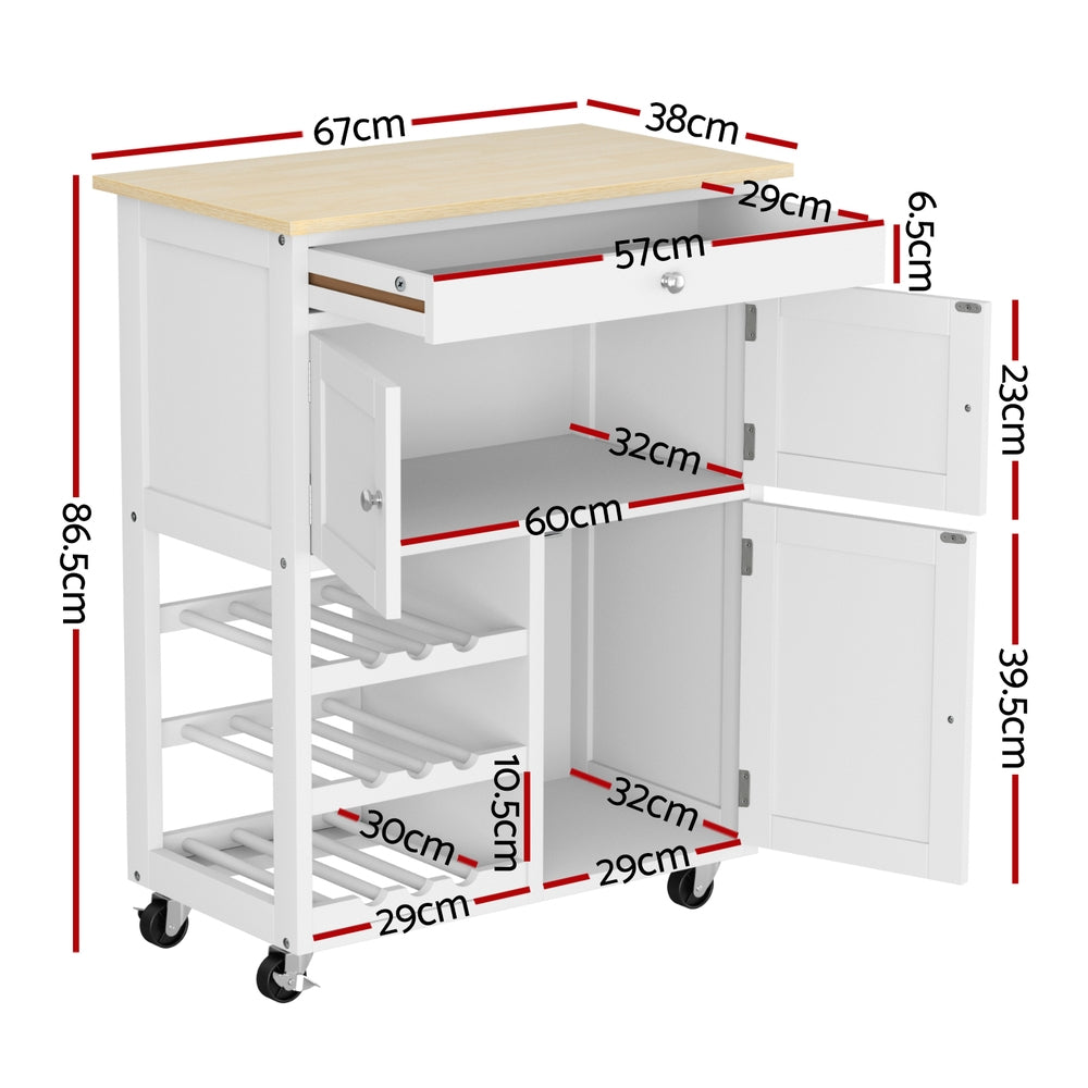 Work Benches: Artiss Kitchen Island Trolley Rolling Serving Cart Storage Cart Drawer Cupboard