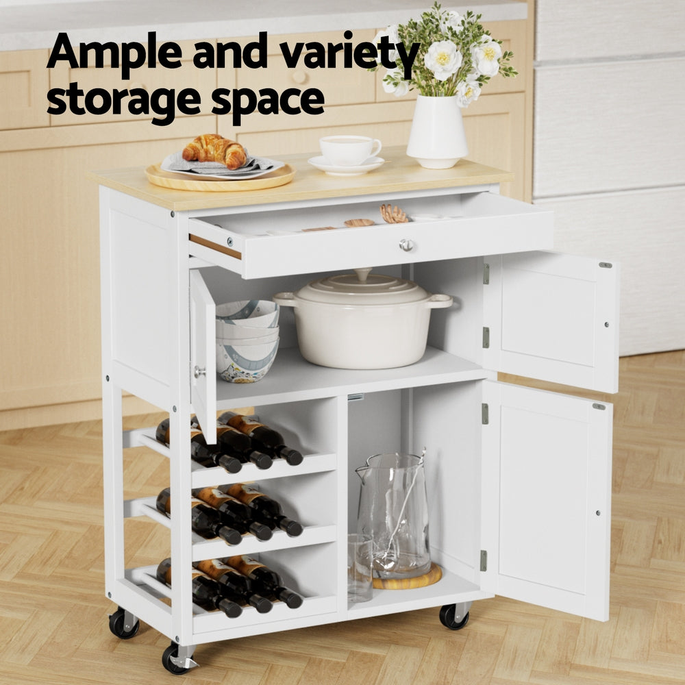 Work Benches: Artiss Kitchen Island Trolley Rolling Serving Cart Storage Cart Drawer Cupboard