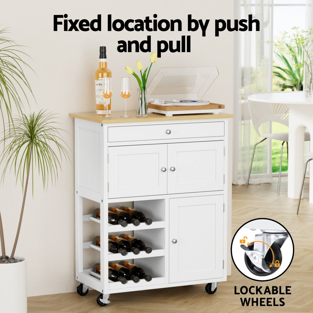 Work Benches: Artiss Kitchen Island Trolley Rolling Serving Cart Storage Cart Drawer Cupboard