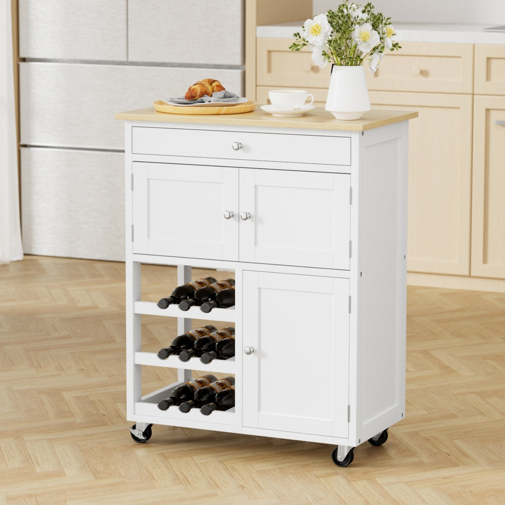 Work Benches: Artiss Kitchen Island Trolley Rolling Serving Cart Storage Cart Drawer Cupboard