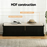 Artiss Storage Ottoman Blanket Box 140cm Fluted Black